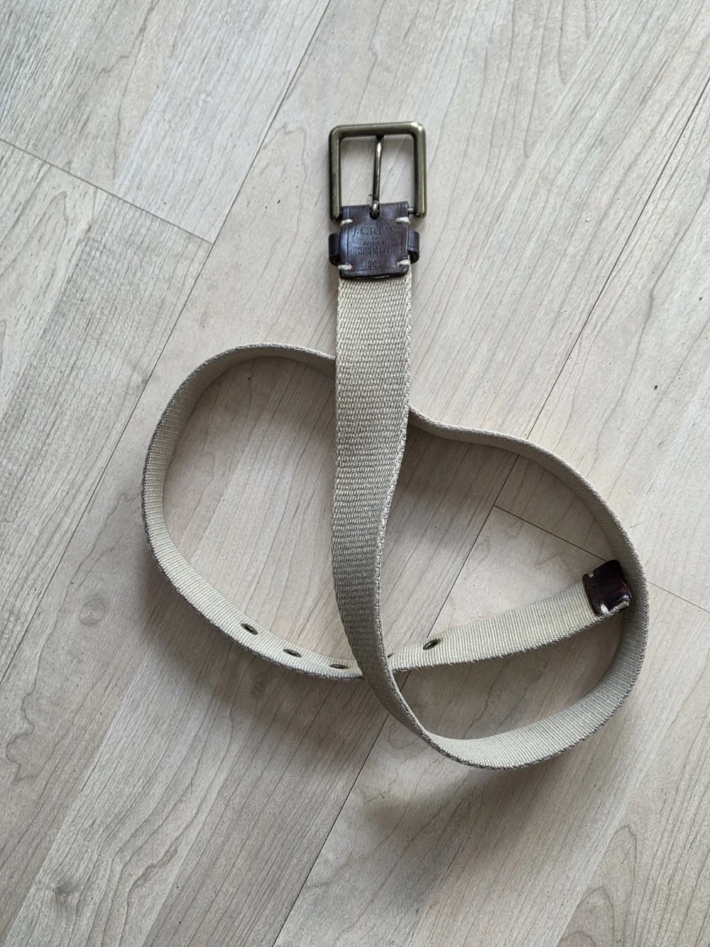 J. Crew Navy Canvas Belt with Brown Leather Trim & Tan Belt. Two Belts.
